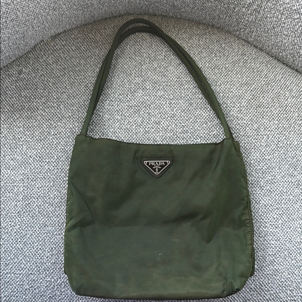 Prada Green Nylon Mini Shoulder Bag with Iconic Logo